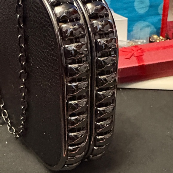 Neat Black Studded Chain Clutch - Picture 4 of 10